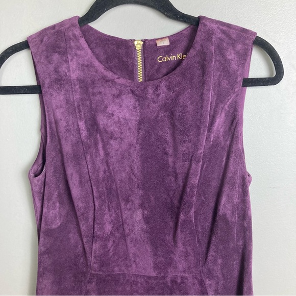 Calvin Klein faux suede / leather dress sheath work office purple size 6 - Picture 3 of 11
